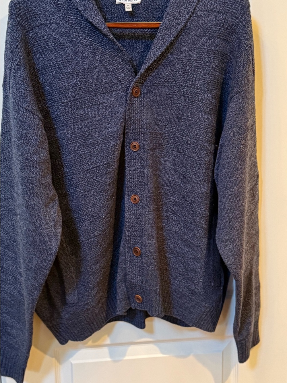 Peter Millar Navy Shawl Collar Button Cardigan